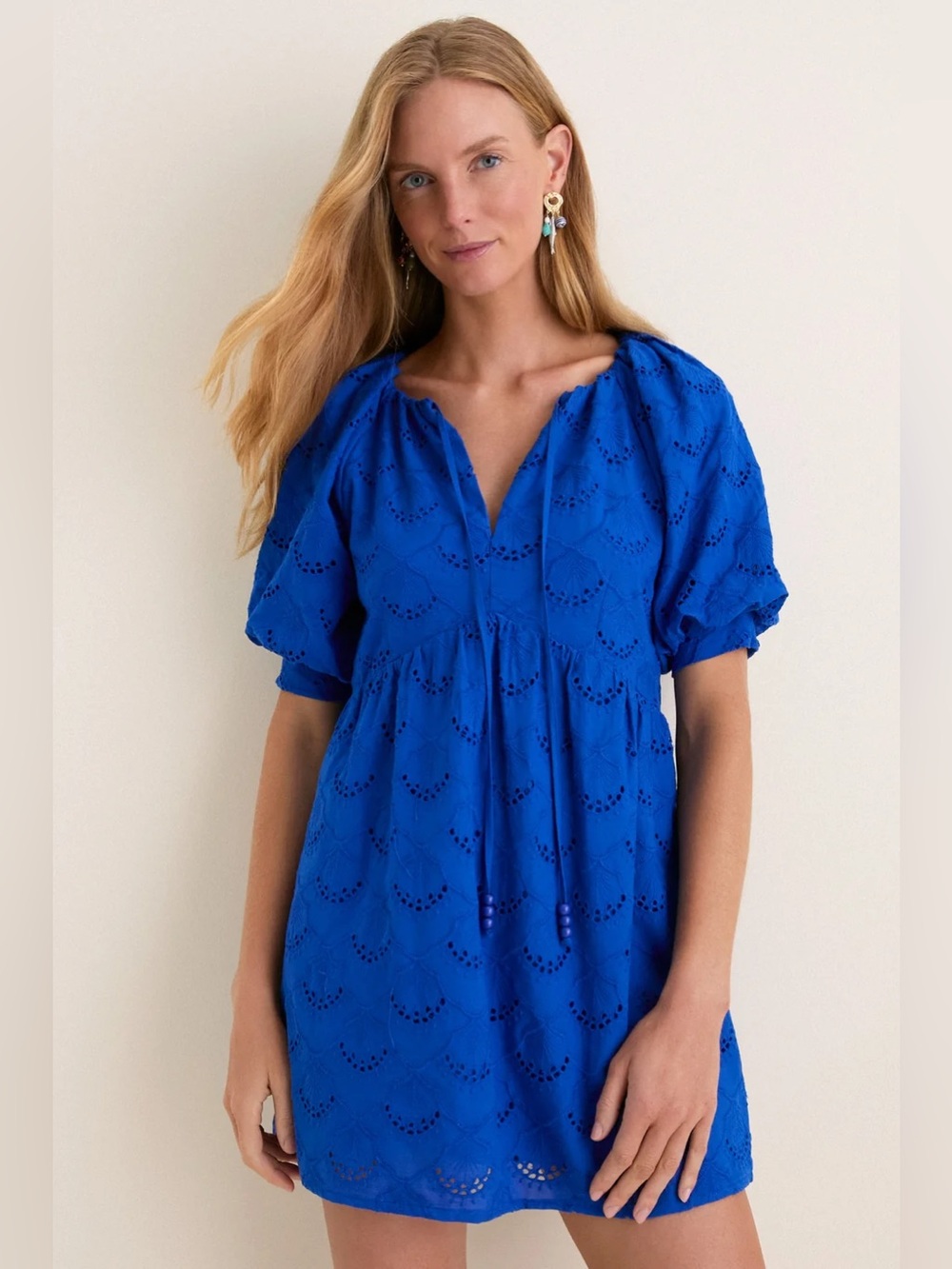 NWT Tuckernuck Hyacinth House Cobalt Eyelet Tie-Front Mini Dress